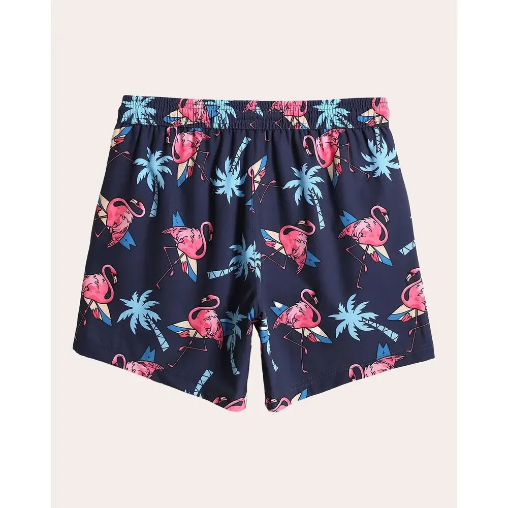 NWT Maamgic BioBloom Flamingo Swim Trunks 2-in-1 Navy Pink Men XL